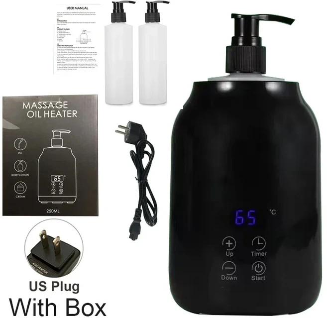 단일 병 에센셜 히터 전기 가열 30-65 ℃ 크림 로션 110-240V용 LED 스크린 마사지 워머, 04 Black-US-WithBox