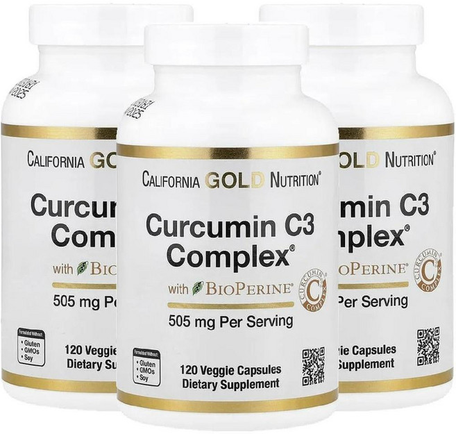 CGN 커큐민 C3 콤플렉스 BioPerine Curcumin C3 120캡슐 3병, 3개