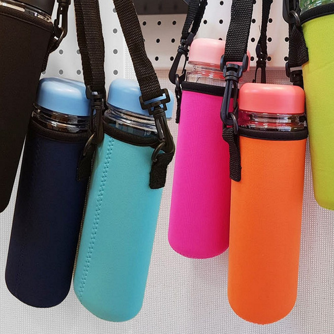 별도표기 네오프랜 방수 350ML 500ML 물통 주머니 초등학생 급식 크로스 물병 파우치 텀블러 어깨끈 가방, 크로스파우치350ml, 핑크, 1개