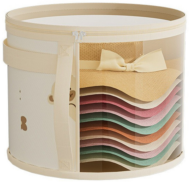 드리숲 대형 챙있는 모자 수납 보관함 정리함, 베이지, 1개