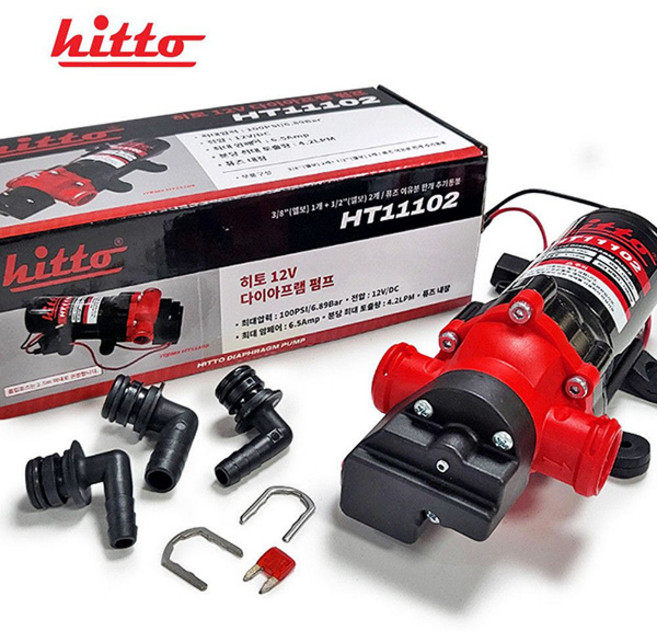 히토 HT11102 HT11108 12V 18V 고압 자동 DC펌프 분무기펌프 제초제 농약살포기 4.2L 100PSI 다이아프램, HT11108(18V)+연결케이블(연결잭)