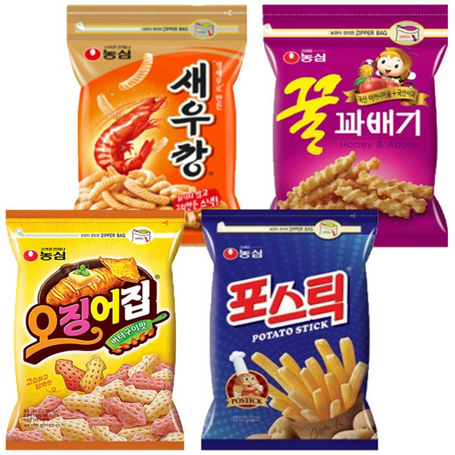 농심 새우깡400g + 꿀꽈배기285g + 포스틱270g + 오징어집260g 세트, 2세트, 2세트