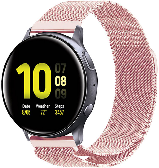 스페이스쉴드 갤럭시워치 액티브2 40mm 44mm 액티브1 호환 메탈 밴드 스트랩 밀리네즈루프 스틸, 1개, 체리블러썸