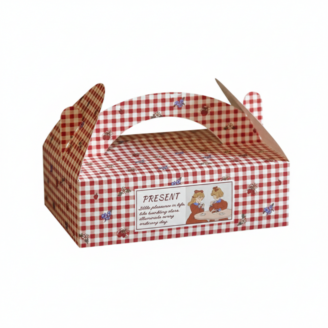쿠키 포장 박스 용기 답례품, 5개, 레드체크