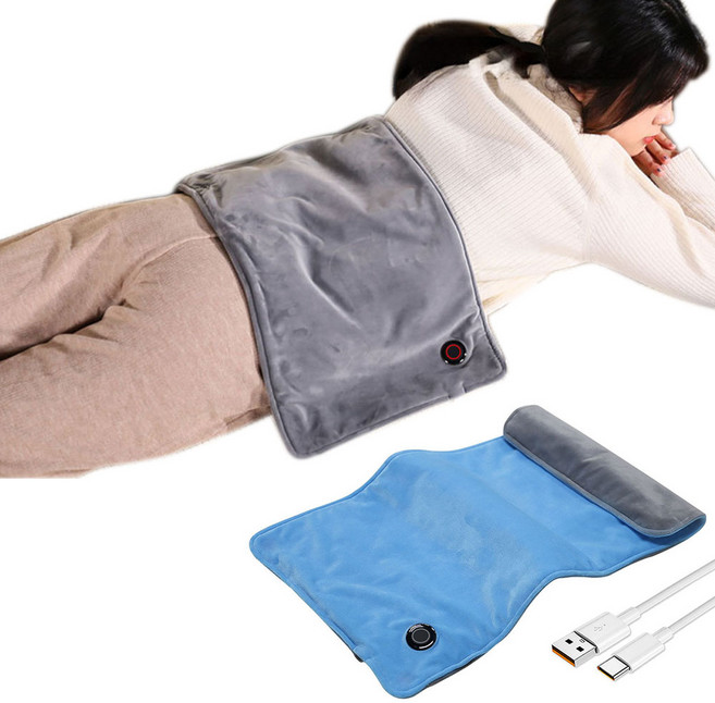 Garrl USB 온열 패드 발열담요 온찜질 온열매트 담요 3단계 온도 조절 물세탁 가능, 블루