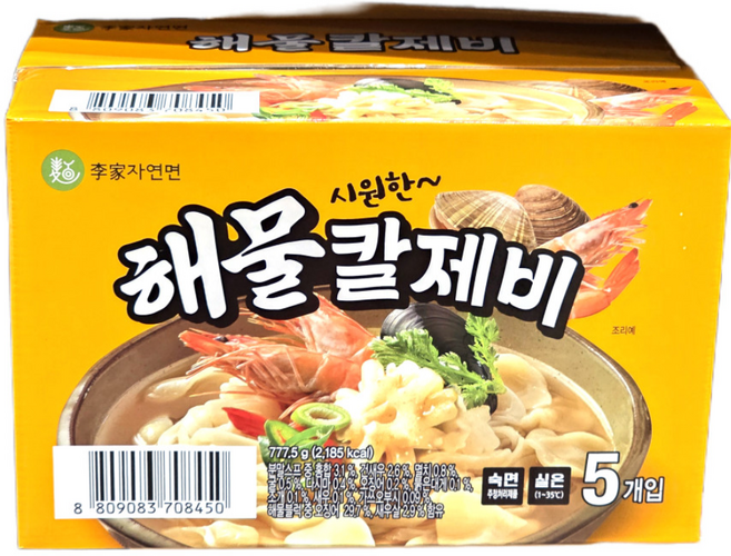 이가자연면 해물칼제비, 155.5g, 5개