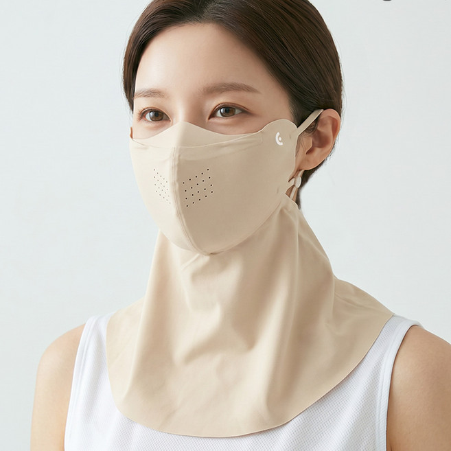 아이즈온 ANTI-UV PRO 자외선차단 마스크 스포츠 쿨링 골프, 베이지, 1개
