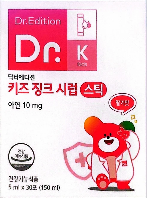 닥터에디션키즈징크시럽 스틱 어린이아연 아연10mg 30포 1개월분, 30개, 5ml - 쿠팡
