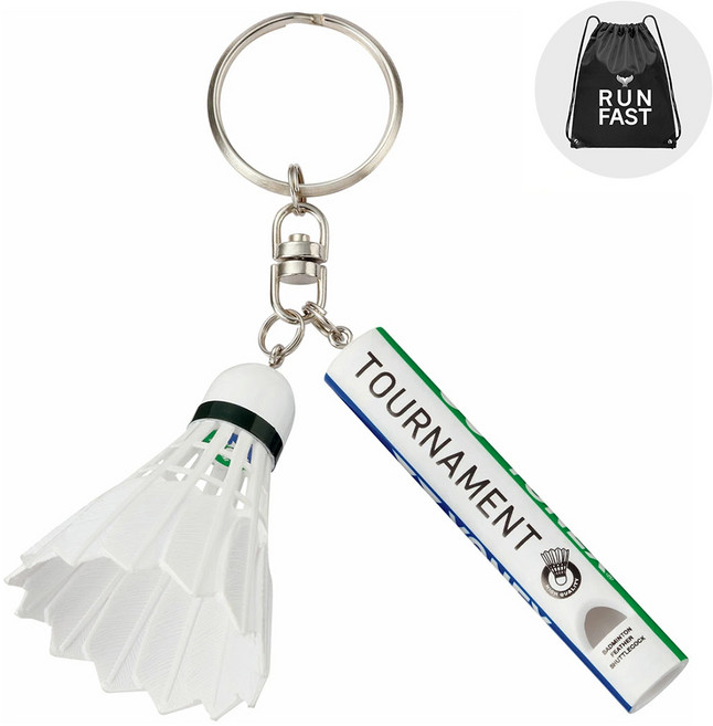 요넥스 배드민턴 미니 키홀더 셔틀콕 케이스타입 호루라기 휘슬 키링 (MT짐색 지급), 화이트계열, 1개