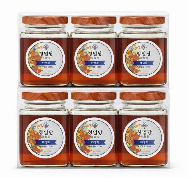 청밀당 사각허브 자연 벌꿀 100% 베트남 야생화, 6개, 250g