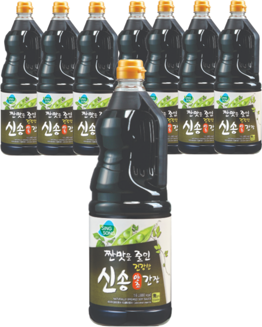 신송식품 짠맛을 줄인 건강한 양조간장, 1.6L, 8개