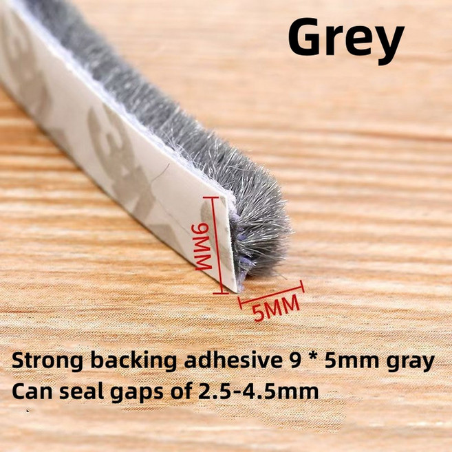 자이놈 3 미터 브러시 스트립 자체 접착 도어 창 씰링 홈 방음 씰 필름 Swal 날씨, [13] 9x5 grey, 9x5 grey, 1개