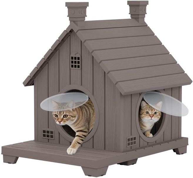 지오리빙 고양이집 강아지집 캣하우스 캣타워 개집 야외 마당 애완견 하우스 사계절 숨숨집 화장실, 1개, CH115A/그레이