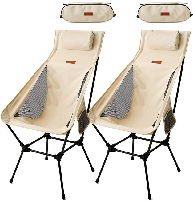 레드코코 경량 캠핑의자 미니멀 폴딩, 베이지2개, L사이즈+L사이즈, 2개