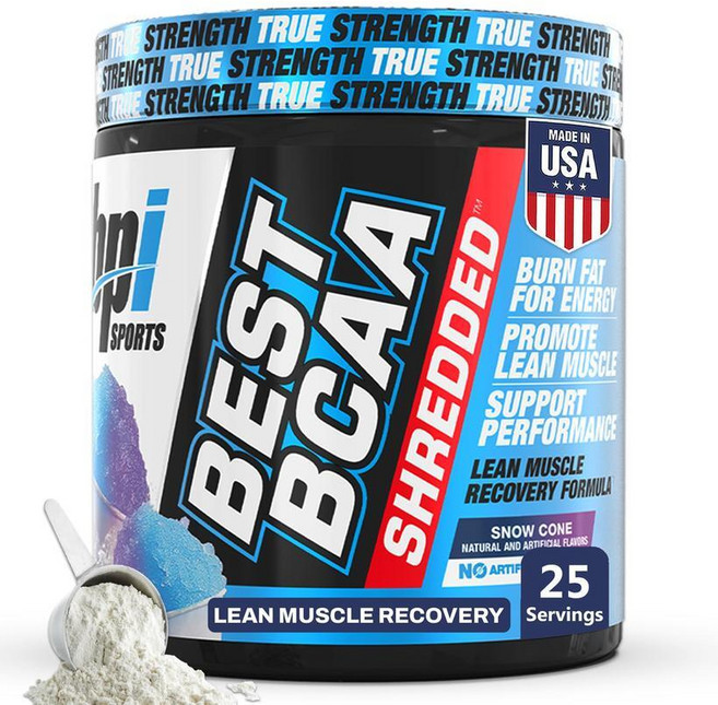 BPI Sports Best BCAA 슈레드 - 카페인 프리 열 발생 회복 음료 린 근육 빌딩 파우더 여성 및 남성용 운동 전 아미노산 음료 블루 레이저 25회 분량, BPI Sports Best BCAA 분쇄 카페인 프리