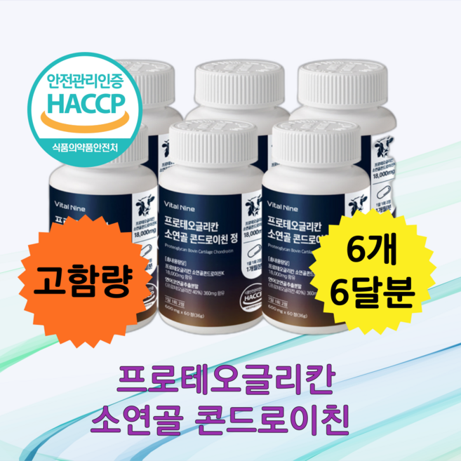 관절엔 프리미엄 프로테오글리칸 소연골 콘드로이친 보스웰리아 정 600mg, 6개, 60정