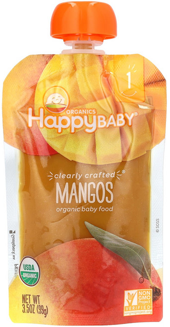 Happy Family Organics Baby® 유기농 이유식 1단계 망고 99g(3.5oz) Organics (해피 패밀리 오가닉스)