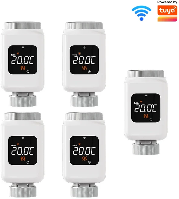Tuya 스마트 WiFi/Zigbee 온도 조절 라디에이터 밸브 TRV 프로그래밍 가능 APP 원격 온도 컨트롤러 히터 Al, 01 3 x 1.5V, 01 CHINA, 05 5PCS-WiFi