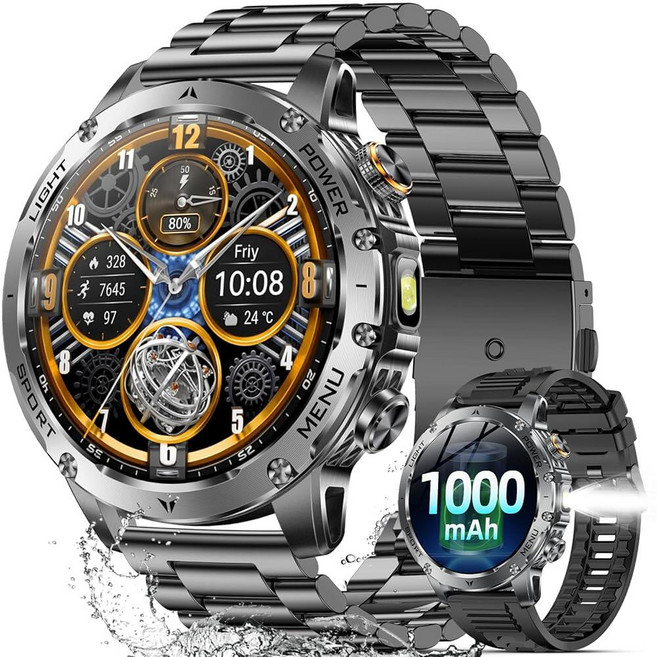 [미국수입정품] Karchilor Military Smart Watches for Men Answer/Make Calls Watch with 100-Days Extra-Lon