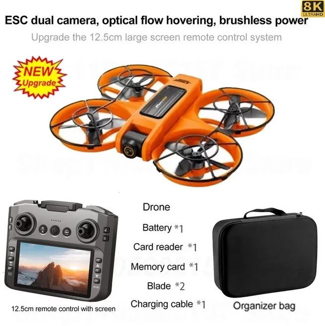 새롭게 업그레이드된 S156 PRO 드론 8K WIFI GPS 전문가용 HD 항공 촬영 RC 듀얼 카메라 쿼드콥터 장난감, 03 Orange 8K 1B