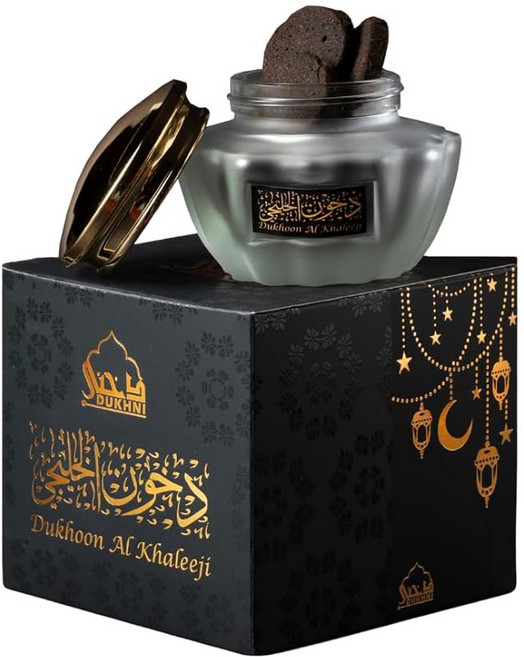 Dukhoon Al Khaleji Oud Bakhoor by Dukhni 정통 아랍 바쿠어 향 40gm 병 수제 고급스러움 제스티 오리엔탈 블렌드 기도 라마단 및 이드 기프트, Dukhoon Al Khaleeji