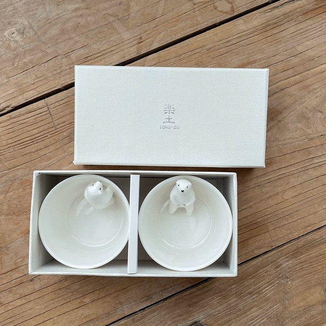 북극곰 눈물 사케컵 와인잔 다기 디자인 독특한 사케잔 찻잔 선물포장없음, 50mL 미만