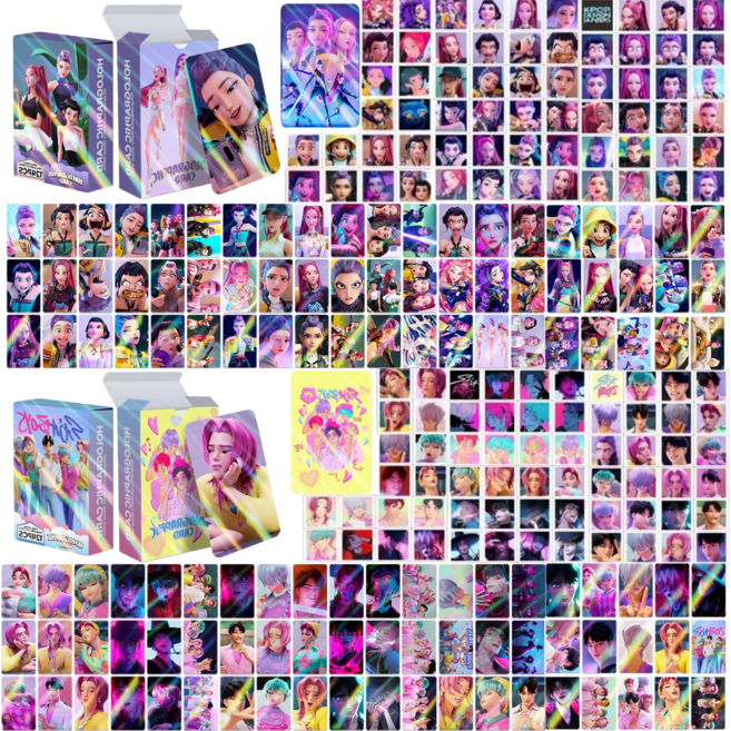 케이팝데몬헌터스 248장 풀세트 홀로그램 포토카드 120장 스티커 128장 케데헌 타임지 메인카드 포함 설맞이 선물용, 248개, 혼합색상