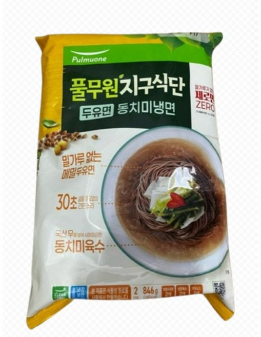 풀무원 시원하게입맛살리는 지구식단두유면동치미냉면(2인분) 메밀의구수한향미 삶을필요없는면, 846g, 1개