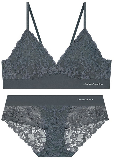 레이스가든 프리컷 브라렛 팬티 세트_챠콜