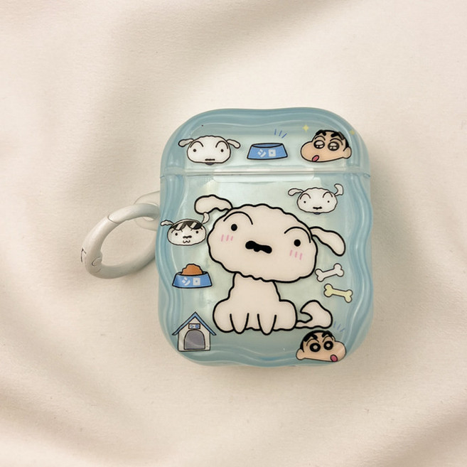 에어팟 케이스 만화 캐릭터 신짱 시로짱 보호 커버 2 3 4세대 무선 이어폰 액세서리 투명 실리콘 보호대, 1개, 카툰 신상품  걸이 포함, 에어팟 프로3