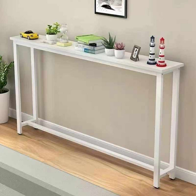 블랙프레임 좁은 콘솔 테이블 검정색 책상 사이드 현관 폭좁은콘솔 80x15x75 검정, 25 화이트 선반 화이트 테이블 이중 가로 120 세로
