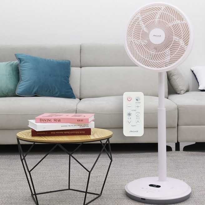 리모컨 신일BLDC선풍기 저소음 거실용 아기방 7엽날개 가정용, 핑크