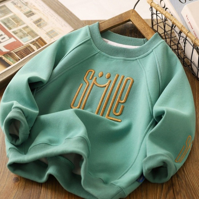 구빠방 아동 루즈핏 자수 레터링 아동 맨투맨 티셔츠