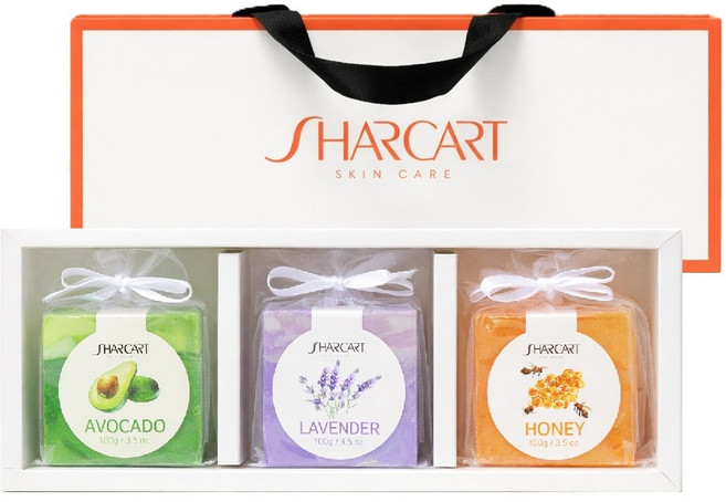 샤카트 핸드메이드 천연 비누 선물세트, 3개입, 100g