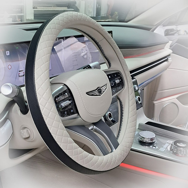 픽스 핸들커버 국내제작 전차종 사계절 참숯가죽 투톤 원톤 원형 D컷 사각핸들, 일반D형, 바닐라베이지