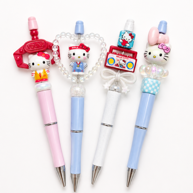 볼펜 꾸미기 고양이 세트 DIY 재료, 4개, 블루핑크