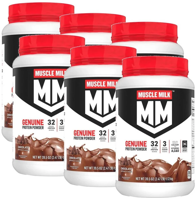 머슬밀크 제뉴인 프로틴 파우더 초콜릿맛 Muscle Milk Genuine Protein Powder, 6개, 1.12kg - 쿠팡