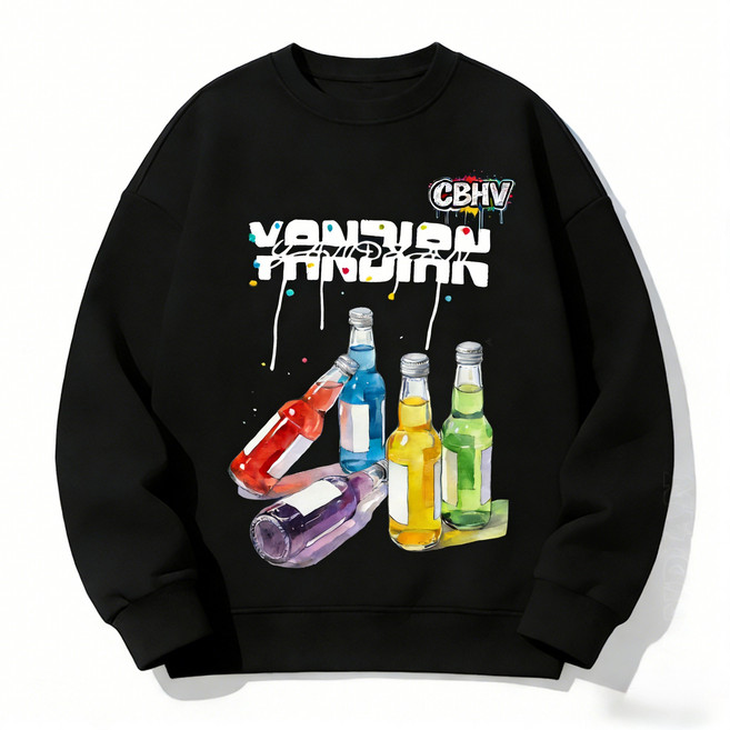 CBHV 남성용 고급 톤 트렌디 프린트 맨투맨 넉넉핏 캐주얼 긴팔