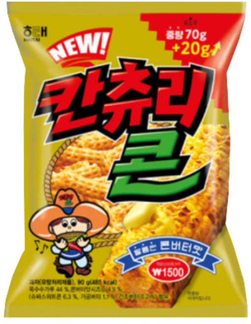 해태 칸츄리콘 콘버터맛 90g, 1개
