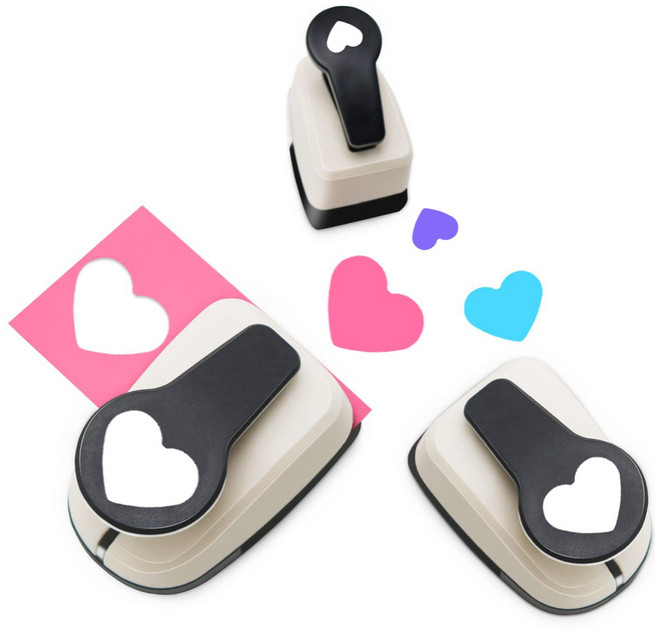 귀여운 하트 모양 펀칭기 1공 펀치, 1개, 하트 25mm