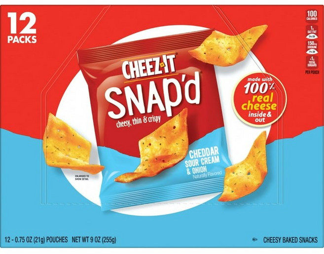 치즈잇 스냅드 치지 씬 & 크리스피 체다 사우어 크림 어니언, 9개, 21g