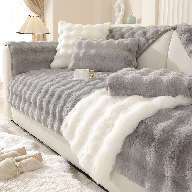 오라이프샵 밍크 래빗 퍼 쇼파패드 프리미엄 토끼털 매트 소파