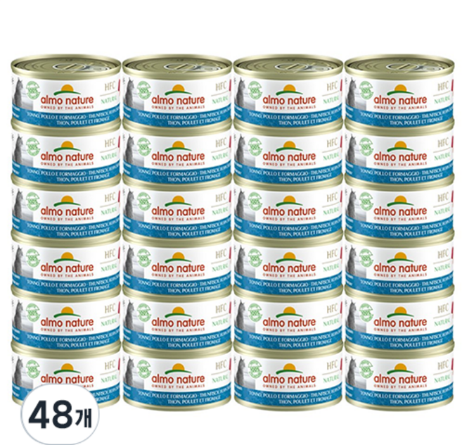알모네이쳐 고양이 주식캔, 참치+치즈, 48개