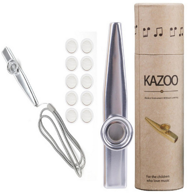 SimHm 카주 디시 악기 성인 모두에게 적합 가벼워서 휴대하기 편리 초보자에게 적합 카주 디시 악기 교구 메탈 카주 디시, 은색, 1개