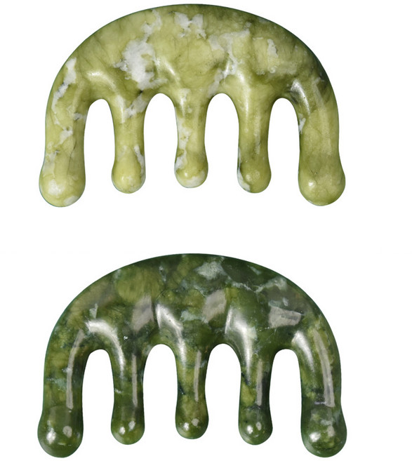 달달플랫폼 천연 옥원석 수공예 옥빗 두께 18mm 마사지 괄사 옥, 연녹색, 1개