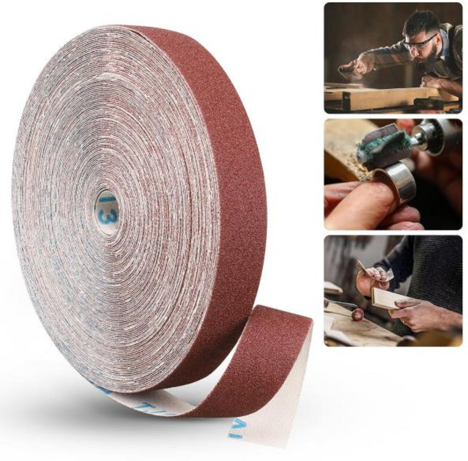 1인치 에머리 천 롤 연속 사포(2m / 5m) 목재 연마 금속 광택 자동차 디테일링에 적합, 02 5 meters, 07 150 Grit