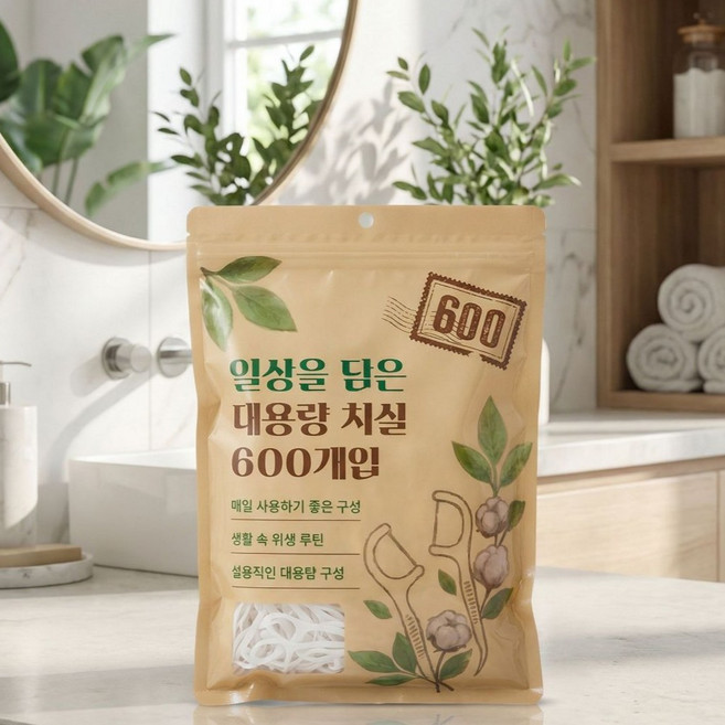 일상을 담은 일회용 치실 고강도 휴대용 대용량, 600개입, 1개