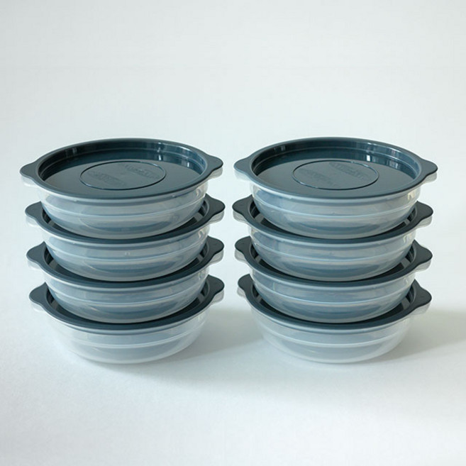 리빙안 전자렌지 햇반용기 냉동밥용기 450ml, 16세트, 네이비그레이