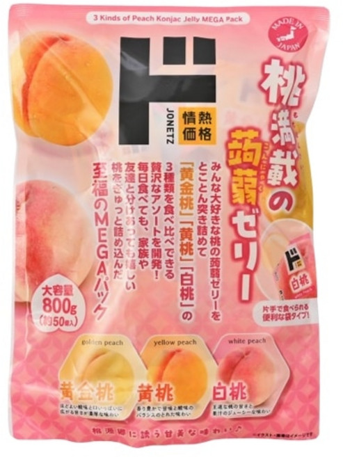 일본 돈키호테 PB 도 곤약젤리 복숭아 3종, 50개, 16g