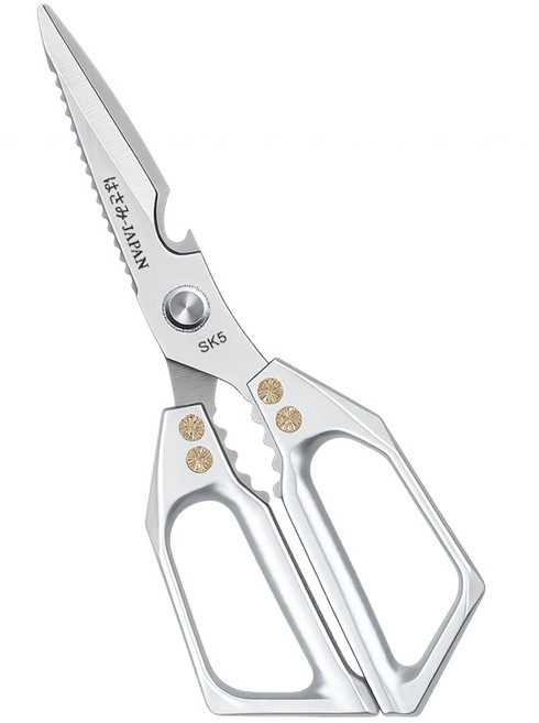 아웃포스트골드 초강력 올스틸 주방가위 생선 닭뼈 호두 캠핑용, 1개, 실버